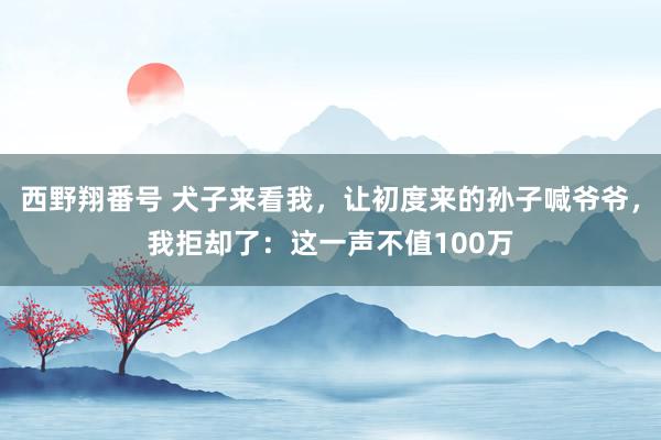 西野翔番号 犬子来看我，让初度来的孙子喊爷爷，我拒却了：这一声不值100万