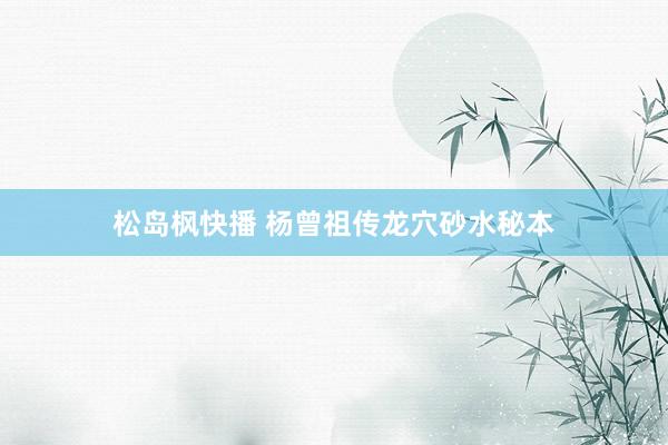松岛枫快播 杨曾祖传龙穴砂水秘本